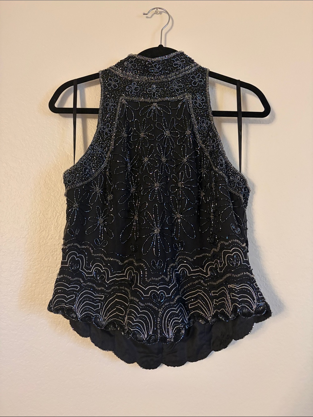 Papell Boutique Black Beaded Shirt